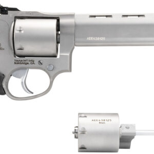 Taurus 2-692069 692 Medium 38 Special +P/357 Mag/ 9mm Luger 7 Shot 6.50" Matte Stainless Vent Rib Barrel, Cylinder & Frame, Black Ribber Grip, Transfer Bar Safety, Exposed Hammer, 2 Cylinders