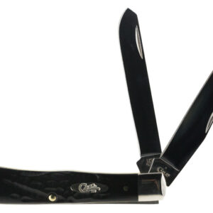 Case 18221 Trapper  3.25"/3.27" Folding Clip Point/Spey Plain Mirror Polished Tru-Sharp SS Blade Rough Black Jigged Synthetic Handle