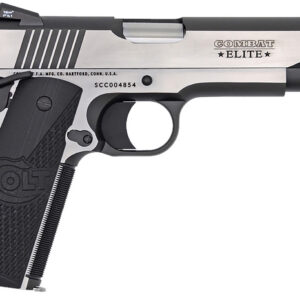 Colt Mfg O1072CE 1911 Combat Elite Government 9mm Luger 5" 9+1 Overall Two-Tone Elite Finish Stainless Steel Frame & Slide with Half Checkered & Scalloped Black G10 Grip & Night Sights