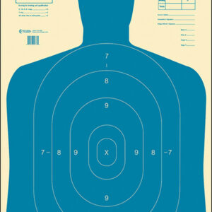 Action Target B27EBLUE100 Qualification Economy Silhouette Paper Hanging 23" x 35" Blue/White 100 Per Box