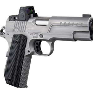 Ed Brown FX2SS FX2  45 ACP 7+1 4.25" Recessed Crown Barrel, Stainless Steel Engraved American Flag/Serrated Slide, Stainless Steel Frame, Trijicon RMRcc 3.25 MOA Sight