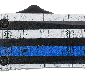 Templar Knife SBTB231 Gen II Back The Blue Small 2.69" OTF Tanto Plain Black Oxide Stonewashed 440C SS Blade, 4.31" Black & White w/Blue Line Aluminum Handle, Glass Breaker