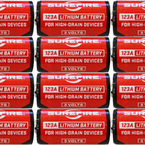 SureFire SF12ABBCS 123A Batteries  Red/Black 3.0 Volts 1,550 mAh (12) Single Package Clamshell