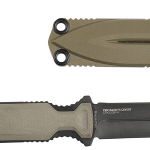 S.O.G SOG17610457 Pentagon FX Covert 3.41" Fixed Spear Point Plain Black Titanium Nitride Cryo CPM S35VN Blade/G10 Flat Dark Earth Handle