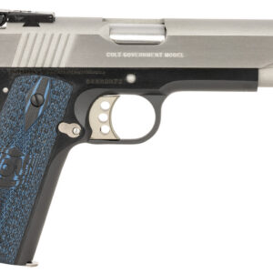 Colt Mfg O5970GCLTT Gold Cup Lite 45 ACP 8+1 5" Stainless National Match Barrel, Brushed Stainless Serrated Slide, Black/Stainless Stainless Steel Frame w/Beavertail, Blue Scalloped Checkered G10 Grip