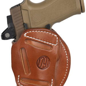 1791 Gunleather 4WH6CBRR 4-Way IWB/OWB Size 06 Classic Brown Leather Belt Clip Compatible w/ Glock 17/Ruger American Pistol Right Hand