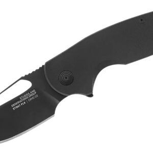 S.O.G SOG14030257 Stout FLK 2.62" Folding Clip Point Plain Black TiNi Cryo D2 Blade, Black Textured G10 Handle