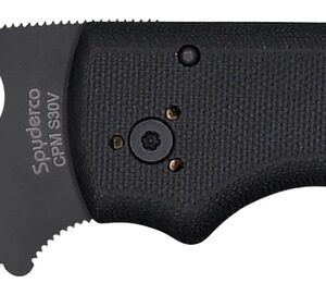 Spyderco C229GSBK Shaman  3.58" Folding Serrated Black DLC CPM S30V SS Blade/Black Textured G10 Handle Includes Pocket Clip