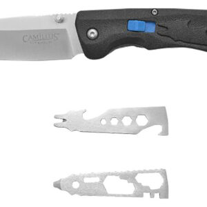 Camillus 19368 Inject 3.25" Folding Drop Point Silver Carbonitride Titanium D2 Steel Blade, Black Textured Carbon Fiber Handle