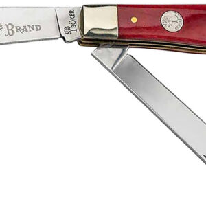 Boker 110830 Trapper  Plain D2 Steel Blade Smooth Red Bone Bone Handle
