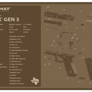 TekMat TEKR17GLOCKG3FDE Glock Gen 3 Cleaning Mat Flat Dark Earth Rubber 11"x17" Glock Gen 3 Parts Diagram