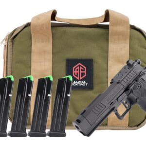 Alpha Foxtrot AA39X1QIG-XDBK20-PROM AF1911 Romulus Promo Compact Frame 9mm Luger 20+1 3.50" Black DLC Threaded Compensated Barrel, Black DLC Stainless Steel Optic Ready/Serrated Slide & Frame w/Beaver