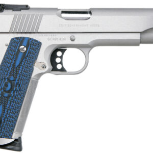Colt Mfg O5072XE Gold Cup Trophy 9mm Luger 9+1 5" Steel Barrel,  Stainless Steel Serrated Slide & Frame w/Beavertail, Competition Blue G10 Grips, Ambidextrous
