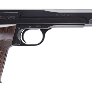 Smith & Wesson 130512 41 Full Size Frame 22 LR 10+1, 7" Blued Button Rifled Steel Barrel, Serrated Slide & Frame, Checkered Wood Target Grip