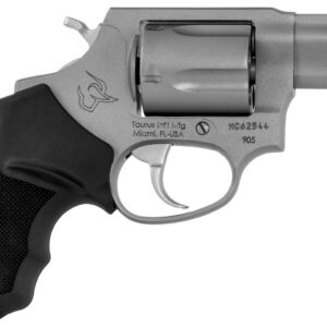 Taurus 2-905029 905 Small 9mm Luger 5 Shot 2" Matte Stainless Steel Barrel, Cylinder & Frame, Black Finger Grooved Rubber Grip, Transfer Bar Safety, Exposed Hammer