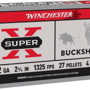 Winchester Ammo XB124 Super X  12Gauge 2.75" 27Pellets 4Buck Shot 5 Per Box/50 Case