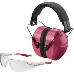 Champion Targets 40624 Eyes & Ears Combo 26 dB Over the Head Pink/Black Adult