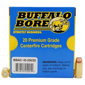 Buffalo Bore Ammunition 4520020 Personal Defense Strictly Business 45ACP +P 200gr Jacket Hollow Point 20 Per Box/12 Case