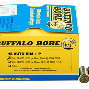 Buffalo Bore Ammunition 32A20 Personal Defense Strictly Business 45Auto Rim +P 255gr Hard Cast Flat Nose 20 Per Box/12 Case
