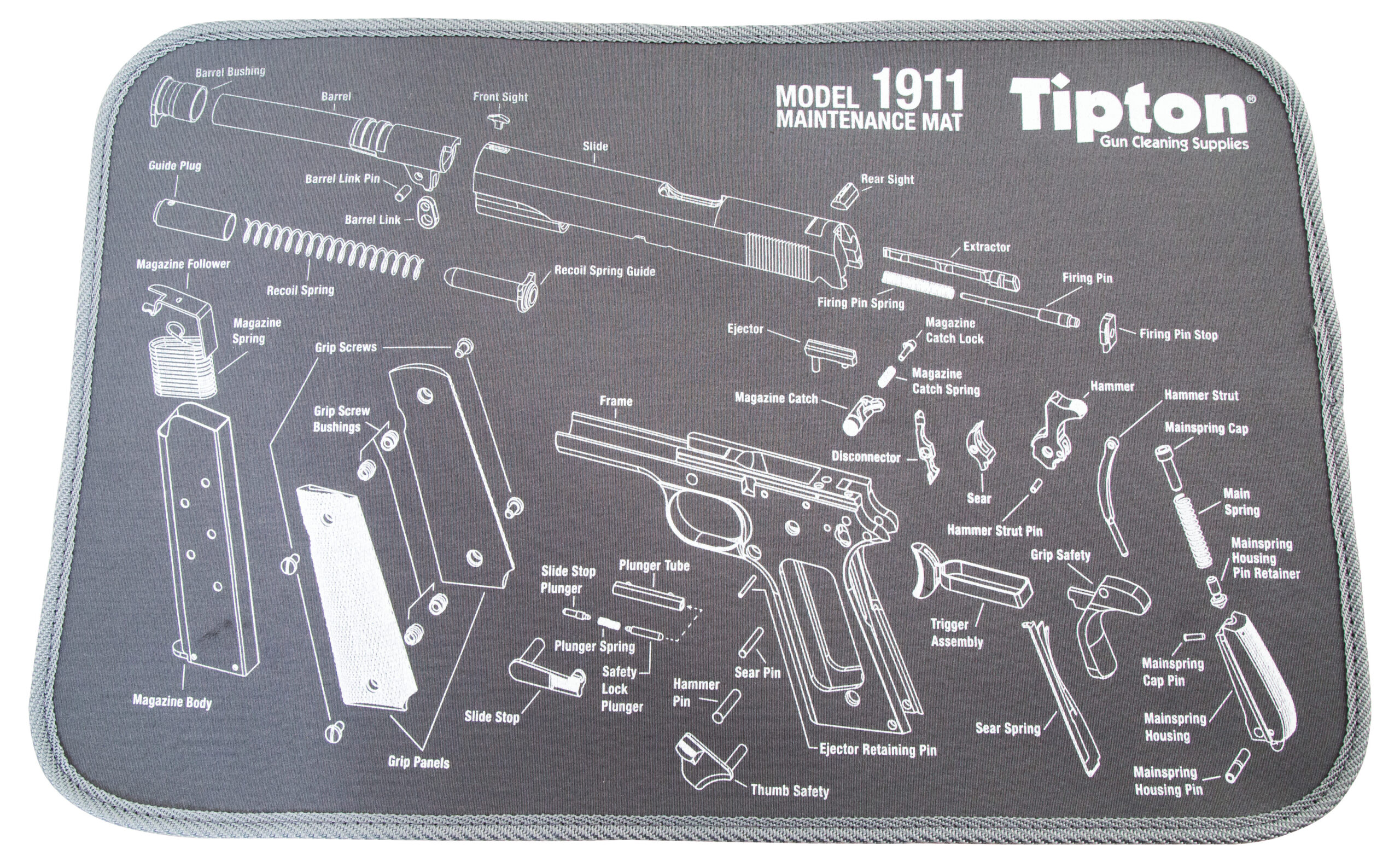 Tipton 558680 Maintenance Mat Black/Gray Neoprene Top w/Rubber Back 11"x17" 1911 Parts Diagram