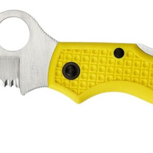Spyderco C89SYL Atlantic Salt 3.69" Folding Sheepsfoot Serrated H2 Steel Blade, Yellow FRN Handle, Includes Pocket Clip